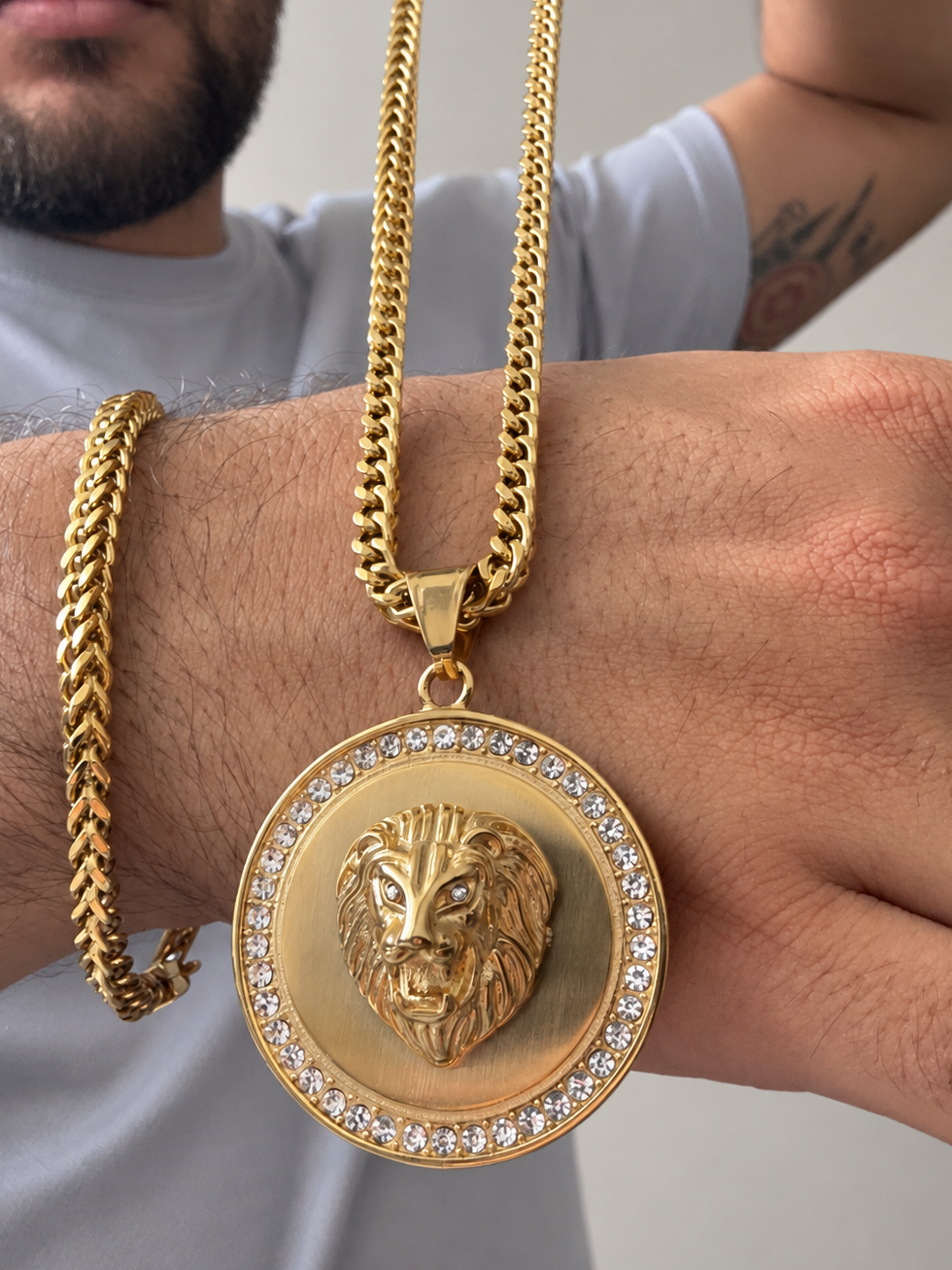 Cadena Franco + Dije León (PULSERA GRATIS)